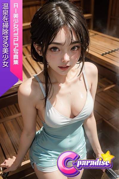 写真集|温泉を掃除する美少女 AI美小女グラビア写真集【C-Paradise】❤【C-Paradise】